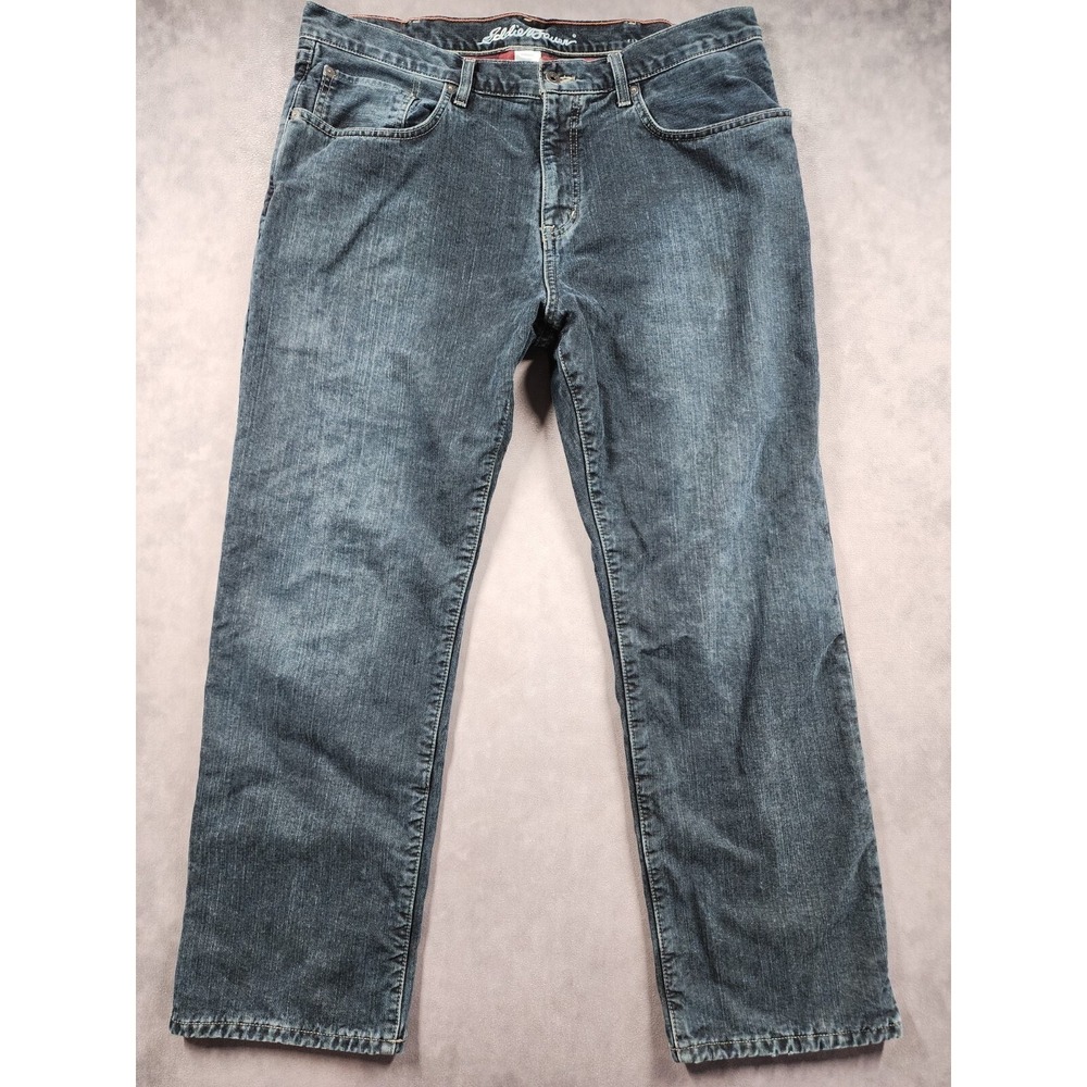 Eddie Bauer Outdoor Flannel Lined Relaxed Straight Leg Jeans Mens 38x30 Blue